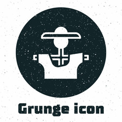 Grunge Scarecrow icon isolated on white background. Monochrome vintage drawing. Vector