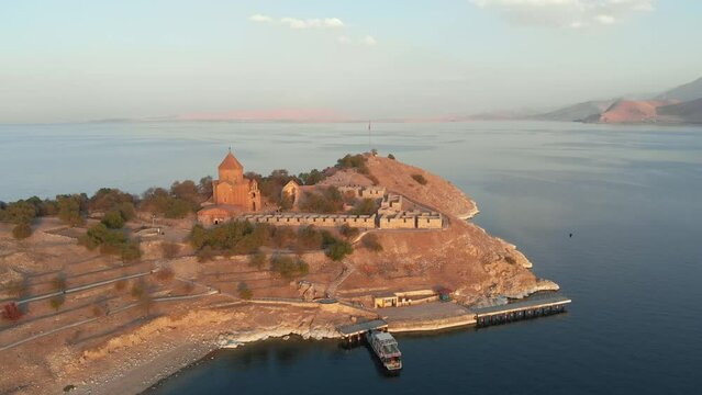 The Cathedral of the Holy Cross on Akdamar Island at Van lake in Turkey