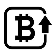 Cost symbol bitcoin increase icon. Income vector symbol image isolated on background