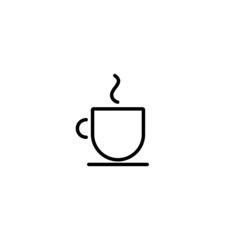 Cup of hot coffee or tea with steam icon with editable stroke isolated on white background - pixel perfect outline symbol of warm drink in mug for autumn or winter seasonal design in line art.
