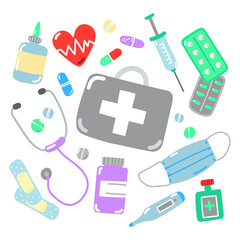 Vector set of medical items