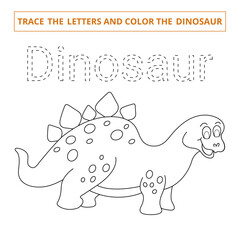 Trace the letters and color the dinosaur.Game for kids.