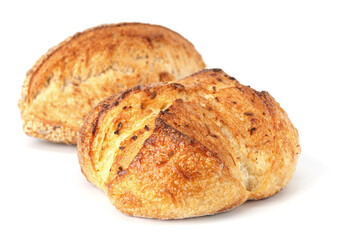 Loaf of bread isolated on white background. Whole bread.Crispy bread roll isolated against white background