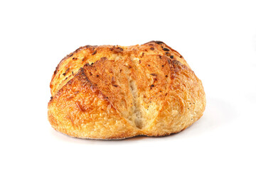 Loaf of bread isolated on white background. Whole bread.Crispy bread roll isolated against white background
