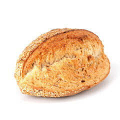Loaf of bread isolated on white background. Whole bread.Crispy bread roll isolated against white background