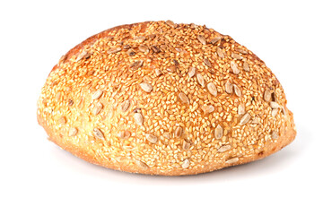 Loaf of bread isolated on white background. Whole bread.Crispy bread roll isolated against white background