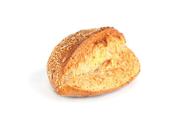 Loaf of bread isolated on white background. Whole bread.Crispy bread roll isolated against white background