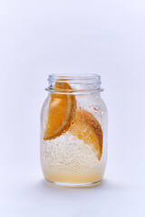 Orange soda on white background