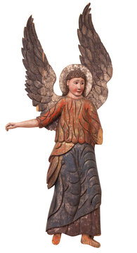 Ancient wooden bas-relief of Angel from Russian Orthodox Church in Vologda Province, Russia