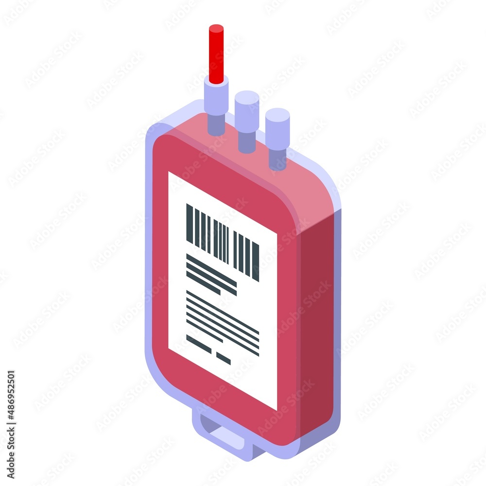 Wall mural Blood packet icon isometric vector. Bag transfusion. Donate label