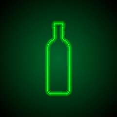Bottle simple icon vector. Flat desing. Green neon on black background with green light