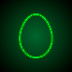 Egg simple icon vector. Flat desing. Green neon on black background with green light