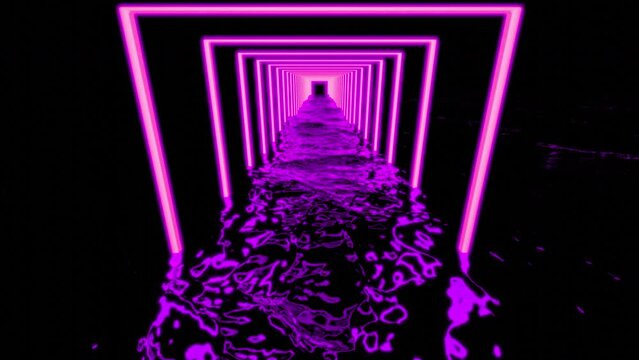 Purple and green background. Design. A bright abstraction in which there are large bright squares and from the bottom of which water gives off shadows of these shades in 3d.