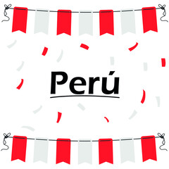 Obraz premium Peruvian holiday vector illustration. Peru-themed flags. White background