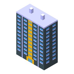 Construction multistory building icon isometric vector. City house. Modern facade