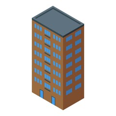 Multistory building block icon isometric vector. Facade exterior. City house