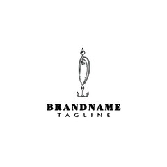 fishing lure logo cartoon design template icon black isolated vector