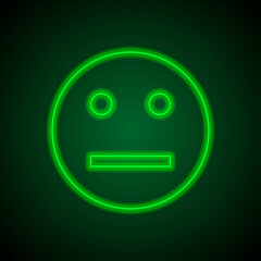 Smile simple icon vector. Flat desing. Green neon on black background with green light