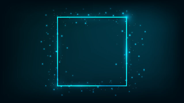 Neon square frame with shining effects © dniprodd