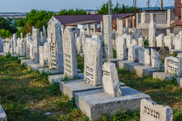 Ukraine. Medzhibozh. July 28, 2021.Old Jewish cemetery.Hasidic Jews. Grave of the spiritual leader...