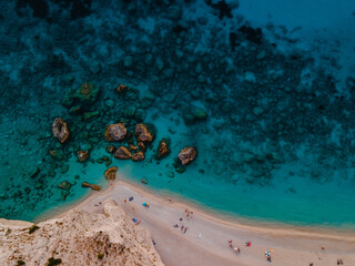 aerial view of porto katsiki beach lefkada island Greece