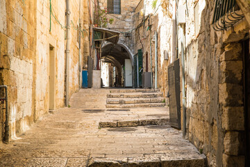 Fototapeta premium Historic Stone Walkway in Jerusalem, Israel