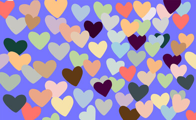  Cute Vector Illustration of  Dropping Hearts. Veri  Peri Background. Colorful Bright Hearts Vector Pattern. 