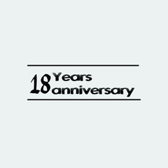 18 year anniversary rise vector, icon,logo, stamp illustration