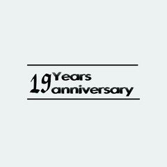 19 year anniversary rise vector, icon,logo, stamp illustration