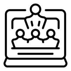 Group online conference icon outline vector. Computer office. Webinar chat