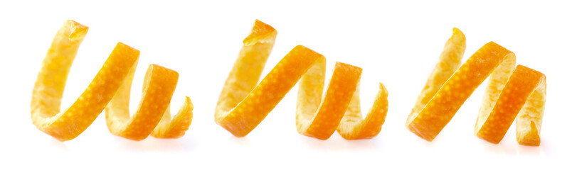 Orange peel on white background
