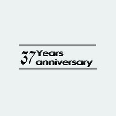 37 year anniversary rise vector, icon,logo, stamp illustration