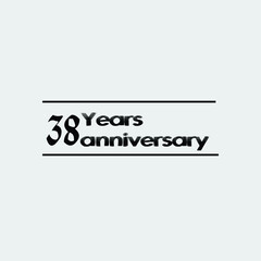 38 year anniversary rise vector, icon,logo, stamp illustration