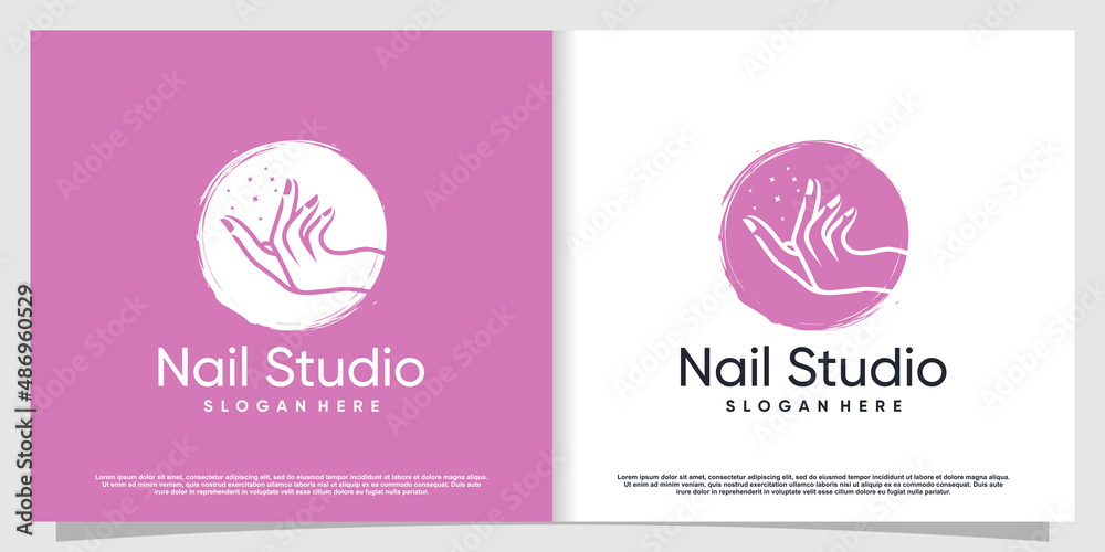 Wall mural nail beauty logo design for beauty with creative element concept premium vector