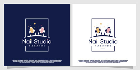 Nail beauty logo design for beauty with creative element concept Premium Vector