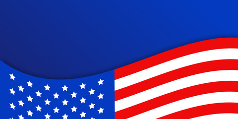 Vector realistic background with USA symbols and flag for Presidents Day on the blue background.