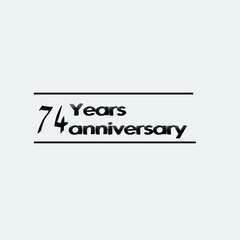 74 year anniversary rise vector, icon,logo, stamp illustration
