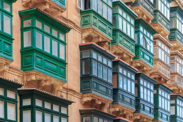 Obraz premium Historical old colorful balconies in Valletta, Malta