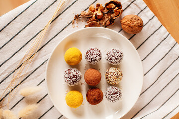 yellow coconut nut candies and sweets made from natural ingredients handmade