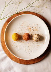 yellow coconut nut candies and sweets made from natural ingredients handmade