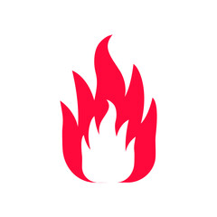 Flame icon. Flame silhouette. Warning symbols isolated on white. Burning vector emblems.