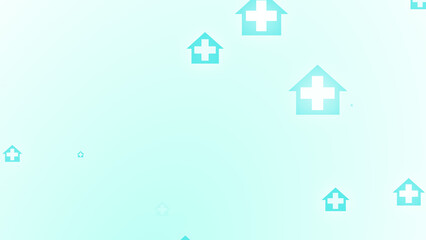 Medical health blue green cross on home pattern background. Abstract banners with prevent virus infection and healthcare stay home concept.