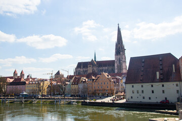 Naklejka premium Regensburg, medieval skyline, UNESCO heritage city by the Danube river. High quality photo