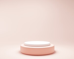 Abstract geometry shape pink color podium on pink color background for product. minimal concept. 