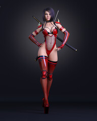 3D assassin woman render. © vladnikon