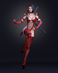 Naklejka premium 3D assassin woman render.
