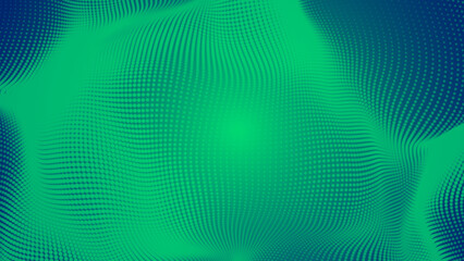 Obraz premium Abstract dot green wave pattern gradient texture technology background.