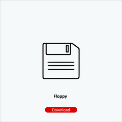 Floppy - icon vector icon. Editable stroke. Linear style sign for use web design and mobile apps, logo. Symbol illustration. Pixel vector graphics - Vector