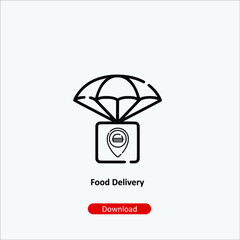 Food delivery - icon vector icon. Editable stroke. Linear style sign for use web design and mobile apps, logo. Symbol illustration. Pixel vector graphics - Vector