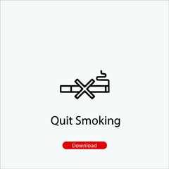 Quit Smoking - icon vector icon. Editable stroke. Linear style sign for use web design and mobile apps, logo. Symbol illustration. Pixel vector graphics - Vector